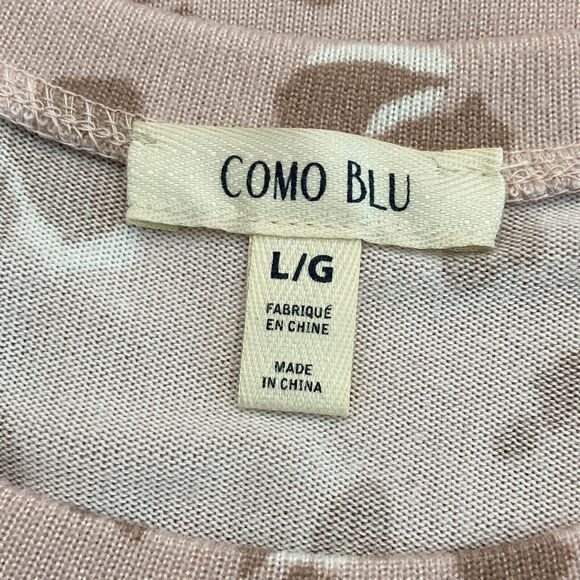 Como Blu Blush Pink Animal Print Top & Pant Lounge Pajama Set Women's Size L - Picture 11 of 13